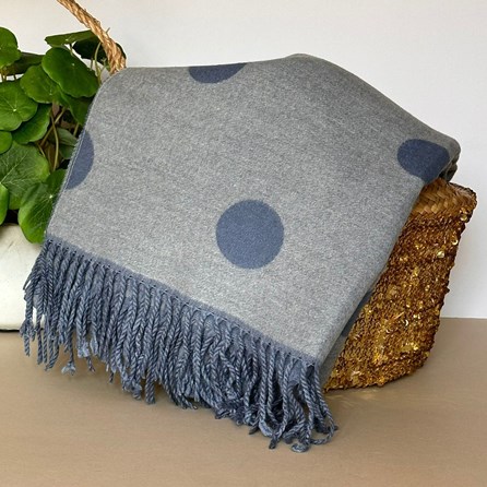 Cashmere Blend Dots Scarf in Denim Blue Cashmere Blend Dots Scarf in Denim Blue