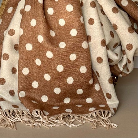 Cashmere Blend Spots Scarf in Beige Cashmere Blend Spots Scarf in Beige