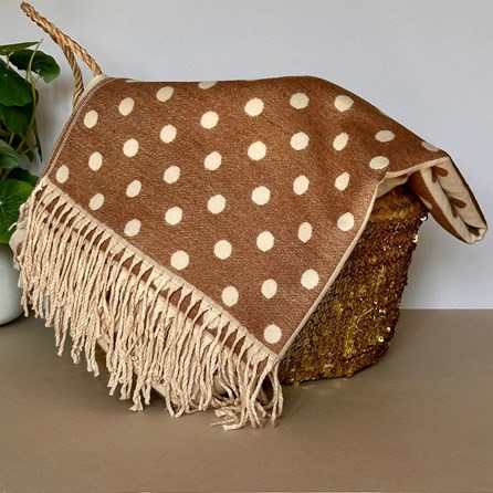 Cashmere Blend Spots Scarf in Beige Cashmere Blend Spots Scarf in Beige