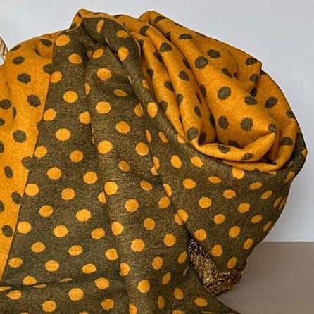 Cashmere Blend Spots Scarf in Mustard Yellow Cashmere Blend Spots Scarf in Mustard Yellow