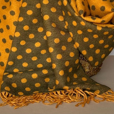 Cashmere Blend Spots Scarf in Mustard Yellow Cashmere Blend Spots Scarf in Mustard Yellow