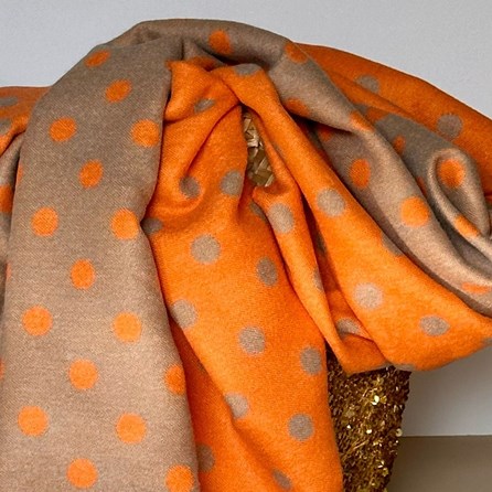Cashmere Blend Spots Scarf in Orange Cashmere Blend Spots Scarf in Orange