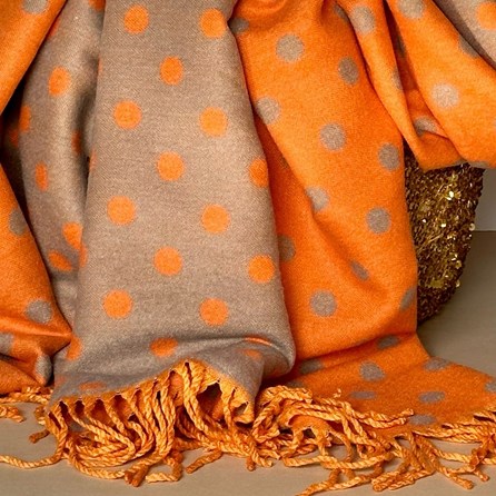 Cashmere Blend Spots Scarf in Orange Cashmere Blend Spots Scarf in Orange