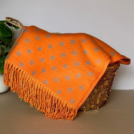 Cashmere Blend Spots Scarf in Orange Cashmere Blend Spots Scarf in Orange
