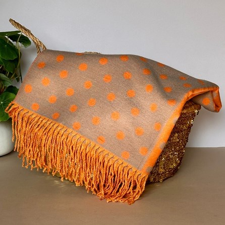 Cashmere Blend Spots Scarf in Orange Cashmere Blend Spots Scarf in Orange