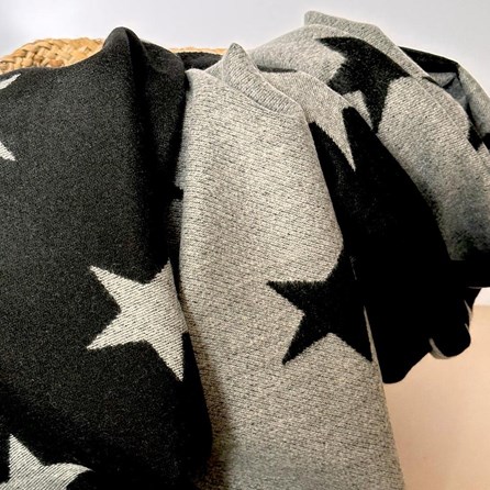Cashmere Blend Star Scarf in Black and Grey Cashmere Blend Star Scarf in Black and Grey
