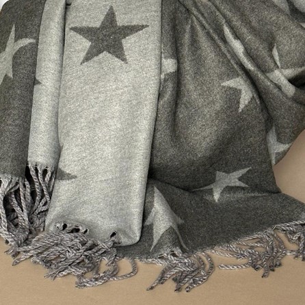 Cashmere Blend Star Scarf in Grey Cashmere Blend Star Scarf in Grey