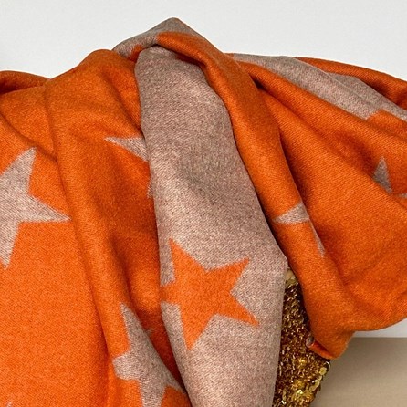 Cashmere Blend Star Scarf in Orange and Grey Cashmere Blend Star Scarf in Orange and Grey