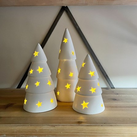 Ceramic LED Medium Christmas Tree with Stars Decoration Ceramic LED Medium Christmas Tree with Stars Decoration