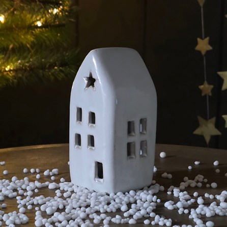 Ceramic Light Up LED White House Decoration