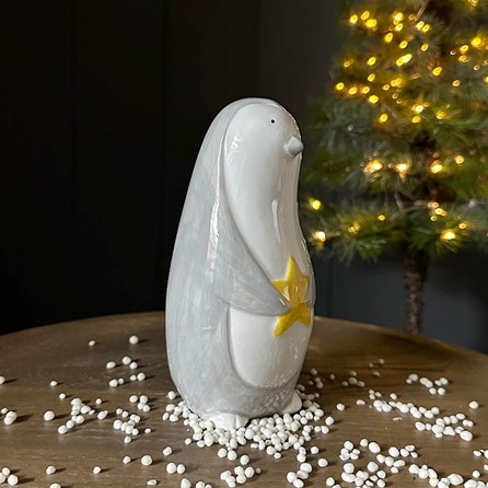 Ceramic Medium Penguin With Star Christmas Ornament Ceramic Medium Penguin With Star Christmas Ornament