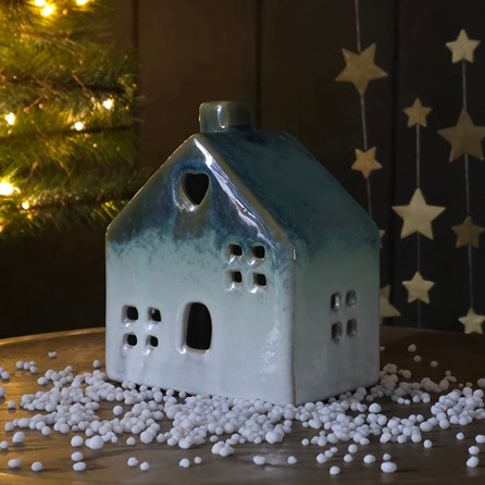 Ceramic Tea Light House With Heart Ceramic Tea Light House With Heart