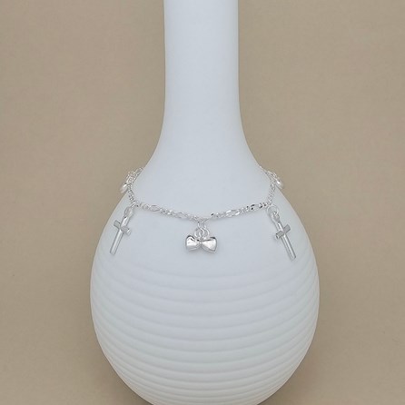 Children's Baptism Cross And Heart Bracelet Children's Baptism Cross And Heart Bracelet