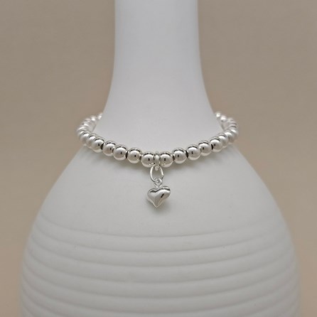Children's Silver Heart Charm Beaded Bracelet Children's Silver Heart Charm Beaded Bracelet