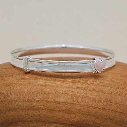 Children's Sterling Silver Enamel Heart Bangle Children's Sterling Silver Enamel Heart Bangle