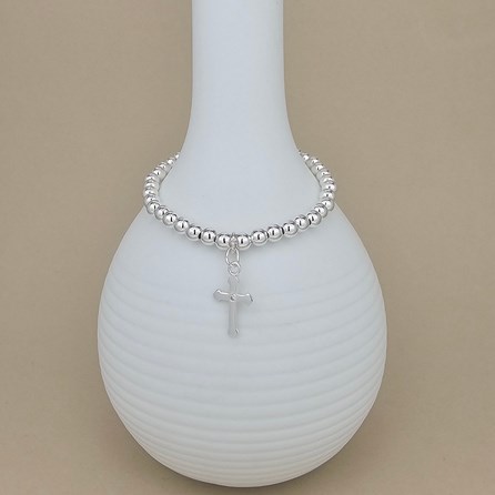 Child's Baptism Bracelet With Silver Cross Child's Baptism Bracelet With Silver Cross