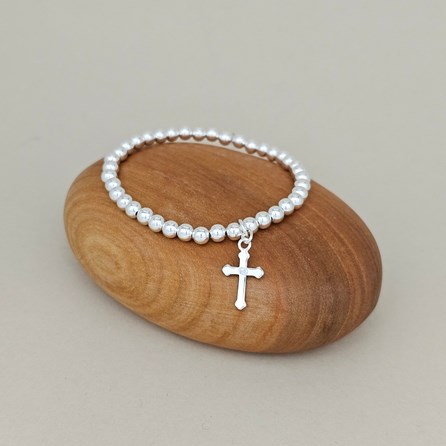 Child's Confirmation Bracelet With Silver Cross Child's Confirmation Bracelet With Silver Cross