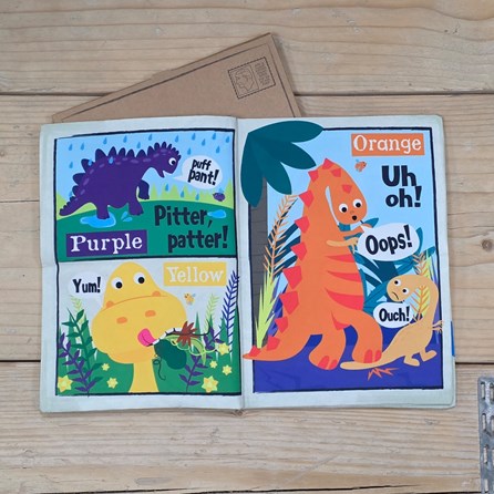 Crinkly Cloth Baby Newspaper Book - Rainbow Dinosaurs Crinkly Cloth Baby Newspaper Book - Rainbow Dinosaurs