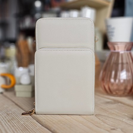 Cross Body Double-Zipped Mobile Phone Bag in Light Grey Cross Body Double-Zipped Mobile Phone Bag in Light Grey