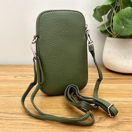 Cross Body Phone Bag in Dark Sage Green Cross Body Phone Bag in Dark Sage Green