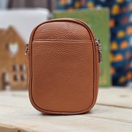 Double Zip Cross Body Bag in Brown Double Zip Cross Body Bag in Brown
