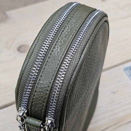 Double Zip Cross Body Bag in Dark Green Double Zip Cross Body Bag in Dark Green