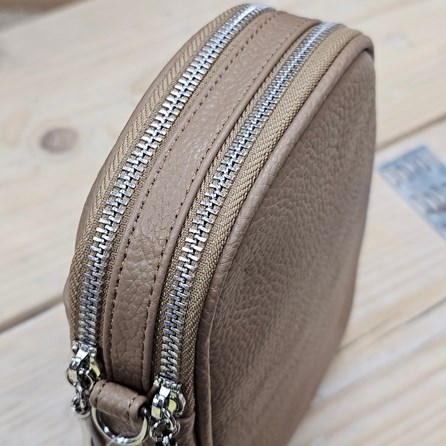 Double Zip Cross Body Bag in Dark Khaki Double Zip Cross Body Bag in Dark Khaki