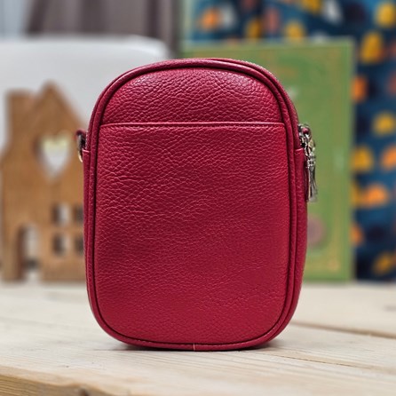 Double Zip Cross Body Bag in Dark Red Double Zip Cross Body Bag in Dark Red