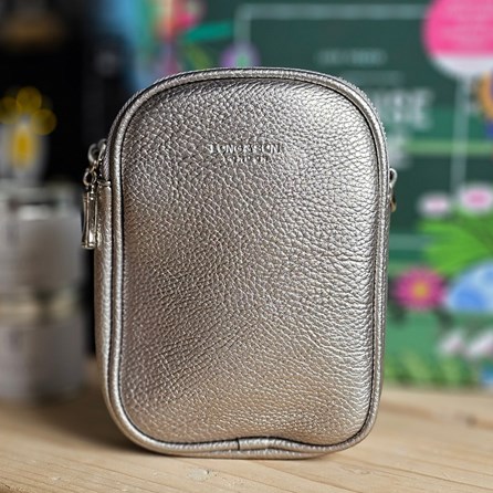 Double Zip Cross Body Bag in Silver Grey Double Zip Cross Body Bag in Silver Grey