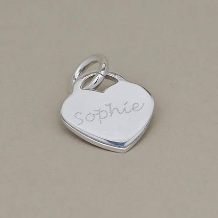 Engraved Silver Heart Necklace With Baptism Cross Engraved Silver Heart Necklace With Baptism Cross