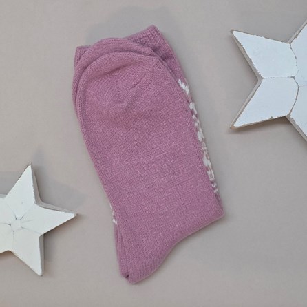 Fair Isle Patterned Socks in Pink
