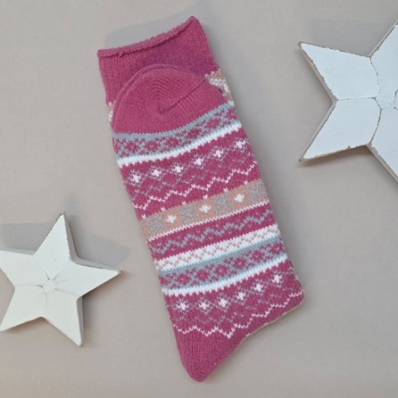 Fair Isle Socks in Pink