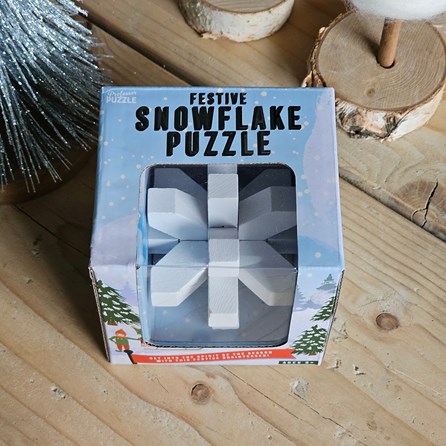 Festive Snowflake Wooden Brainteaser Puzzle
