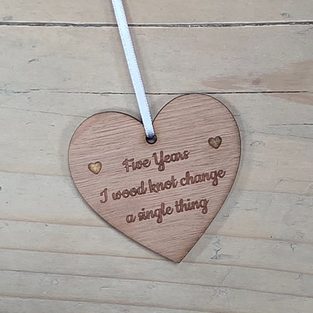 Five Years...Change A Thing' Hanging Heart and Card Five Years...Change A Thing' Hanging Heart and Card