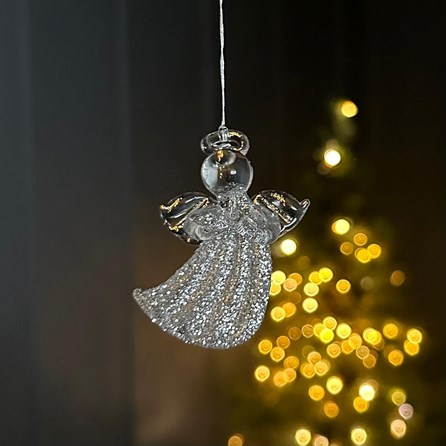 Glass Angel Glitter Skirt Hanging Christmas Decoration