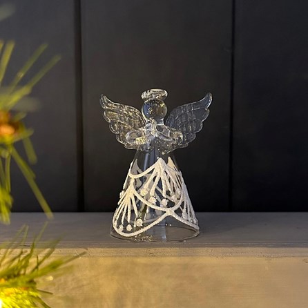 Glass Angel With Frosted Skirt Christmas Decoration Glass Angel With Frosted Skirt Christmas Decoration
