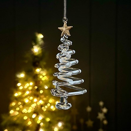 Glass Spiral Tree Hanging Christmas Decoration Glass Spiral Tree Hanging Christmas Decoration