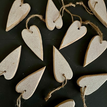 Glittered Wooden Heart Hanging Decoration Glittered Wooden Heart Hanging Decoration