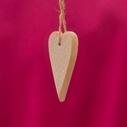 Glittered Wooden Heart Hanging Decoration Glittered Wooden Heart Hanging Decoration