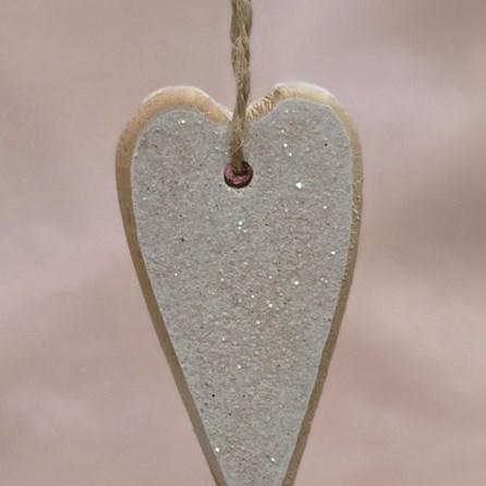 Glittered Wooden Heart Hanging Decoration Glittered Wooden Heart Hanging Decoration