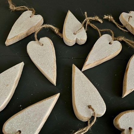 Glittered Wooden Heart Hanging Decoration Glittered Wooden Heart Hanging Decoration