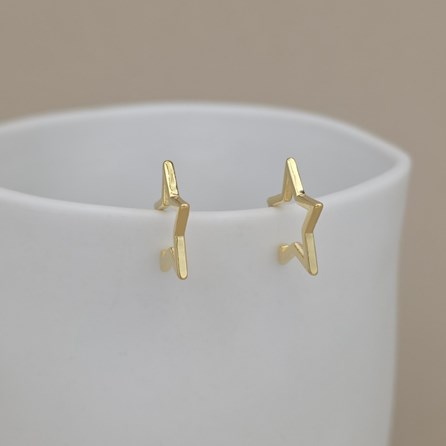 Gold-Plated Open Star Stud Earrings