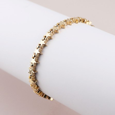 Golden Polished Stars Bead Bracelet