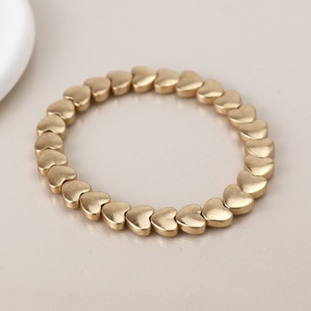 Golden Worn Small Hearts Stretch Bracelet
