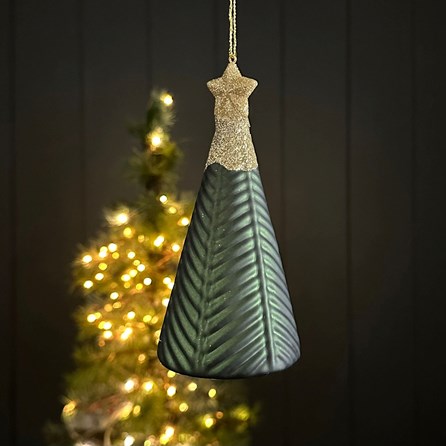 Green Glass Glitter Christmas Tree Hanging Decoration Green Glass Glitter Christmas Tree Hanging Decoration