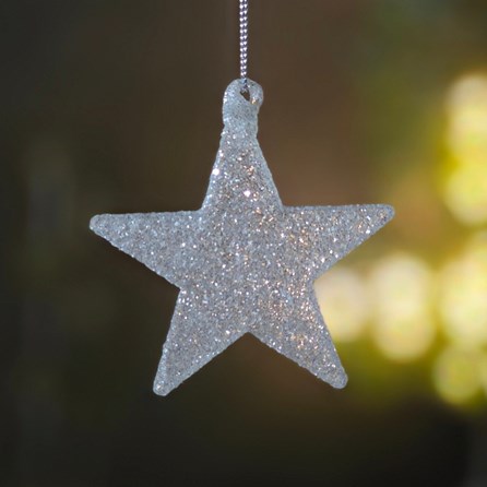 Hanging Glitter Glass Star Christmas Decoration