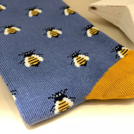 Men's Bamboo Honey Bees Socks in Blue Men's Bamboo Honey Bees Socks in Blue
