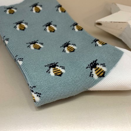Bamboo Honey Bees Socks in Powder Blue Bamboo Honey Bees Socks in Powder Blue