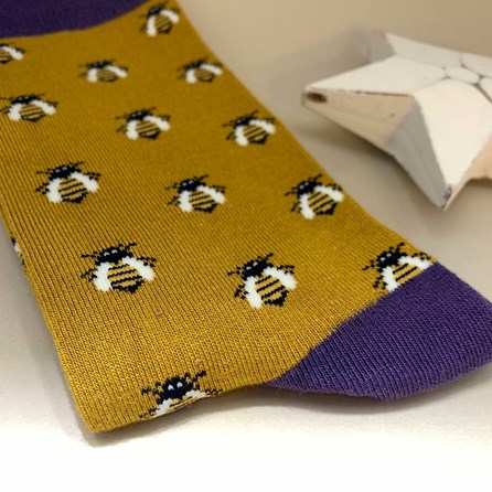 Men's Bamboo Honey Bees Socks in Yellow Men's Bamboo Honey Bees Socks in Yellow