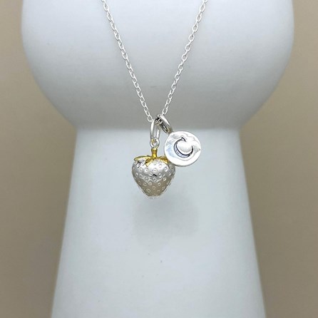 Personalised Strawberry Charm Sterling Silver Necklace Personalised Strawberry Charm Sterling Silver Necklace